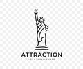 Statue of liberty, tourist attraction, travel and tourism, linear graphic design