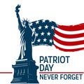 Statue of Liberty and USA National Flag on a banner template to memorial events. 9 September, Patriot or Remembrance Day