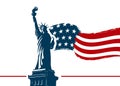 Statue of Liberty and USA National Flag on a banner template to memorial events. 9 September, Patriot or Remembrance Day