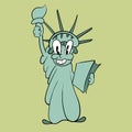 Statue of liberty. Vintage toons: funny character, vector illustration trendy classic retro cartoon style