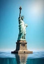 a statue of liberty is in the water Royalty Free Stock Photo