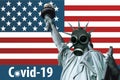 Statue of liberty wearing gas mask