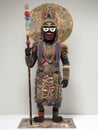 statue of the lighning deity Yoruba god Shango standing with a spear, isolated on a white background, generative ai