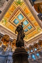 Statue Light Library Congress Stained Glass Ceiling Washington DC Royalty Free Stock Photo