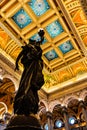 Statue Light Library of Congress Stained Glass Ceiling Washington DC Royalty Free Stock Photo