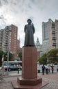 A statue of Lin Zexu at Chatham Square in Chinatown, New York City, USA