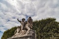 Statue of lion and cherub from Montpellier promenade du Peyrou Royalty Free Stock Photo