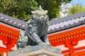 Statue of Lion Dog at the main gate of Yasaka Shrine in Kyoto, J Royalty Free Stock Photo