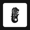 Statue of lion-fish Merlion icon, simple style