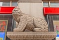 Statue of lion-like creature Haechi on the street of Seoul