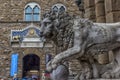 Statue of a lion at Signoria square in Florence, Italy