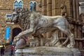 Statue of a lion at Signoria square in Florence, Italy