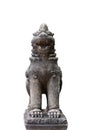Statue of lion or singha style ancient asia on isolated background Royalty Free Stock Photo