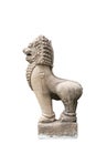 Statue of lion or singha style ancient asia on isolated background Royalty Free Stock Photo