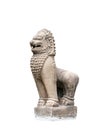 Statue of lion or singha style ancient asia on isolated background Royalty Free Stock Photo