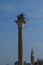 Statue of lion symbol of San Mark or imperial Venice on column in the piazza San Marco Royalty Free Stock Photo