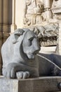 Statue of lion at 16th century Fountain of Moses monumental fountain located in the Quirinale District, Rome, Ital, Royalty Free Stock Photo