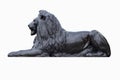 Statue of a lion at Trafalgar Square in London isolated on white Royalty Free Stock Photo