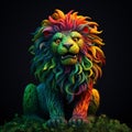 Rainbow-maned Lion: A Zbrush Fantasy Character With Vibrant Colors