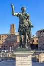 statue located next to the palatine hill in representation of SPQR emperor caesari nervae f traiano optimo principi Royalty Free Stock Photo