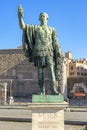 statue located next to the palatine mount in representation of SPQR emperor caesarinervaef, tralano optimo principi Royalty Free Stock Photo