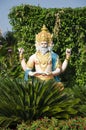 Statue of Lord Brahma in gardens at Nilkanthdham, Swaminarayan temple complex, Poicha,