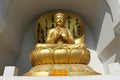 Statue of Lord Buddha at Vishwa Shanti Stupa, also called the Peace Pagoda. Vaishali, Bihar Royalty Free Stock Photo