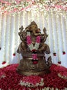 Statue of Lord Ganesha, decorated with flowers