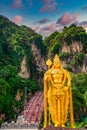 Statue of Lord Muragan and entrance at Batu Caves in Kuala Lumpur, Malaysia Royalty Free Stock Photo