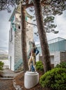 Statue of Lord Nelson in Portmeirion - Italianate style tourist village designed by Sir Clough Williams-Ellis, in Gwynedd, North W