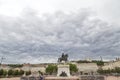 Statue of Louis. In the centre of Place BellecourLyon-France stands an equestrian statue of King Louis XIV, erected by Lemot in Royalty Free Stock Photo