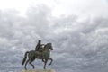 Statue of Louis. In the centre of Place BellecourLyon-France stands an equestrian statue of King Louis XIV, erected by Lemot in Royalty Free Stock Photo