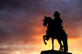 Statue of Louis XIV in front of Versailles Castle Royalty Free Stock Photo