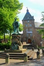 Moers Castle with Statue of Louise Henriette von Brandenburg, North Rhine-Westphalia, Germany