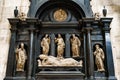 Statue of the lying cardinal in the Duomo. Milan, Italy