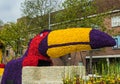 Statue made of tulips on flowers parade in Haarlem Netherlands