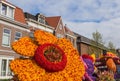 Statue made of tulips on flowers parade in Haarlem Netherlands