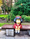 Statue of Mafalda character at San Francisco Park, Oviedo, Asturias, Spain