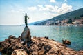 Statue of Maiden with seagull in Opatija, Croatia. Royalty Free Stock Photo