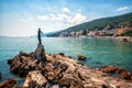 Statue of Maiden with seagull in Opatija, Croatia. Royalty Free Stock Photo