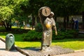 A statue of a man with a barrel of beer. Lviv, Ukraine