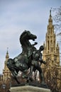 Statue of Man with Horse in Vienna Royalty Free Stock Photo