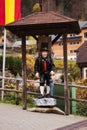 Statue of a man on the walking path in Triberg