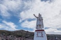 A statue of Manco Capac in Huajsapata Park overlooking the city of Puno in Peru
