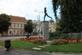 Statue of Marathon runner on square of Peace Marathon in Kosice Royalty Free Stock Photo
