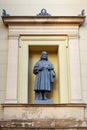 Statue of Marc Antonio on the facade of the New Hermitage in Saint Petersburg, Russia