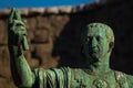 Statue of Marco Coceyo Nerva in brass, street Via dei Fori Imperiali. Rome, Italy Royalty Free Stock Photo