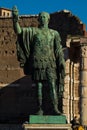 Statue of Marco Coceyo Nerva in brass, street Via dei Fori Imperiali. Rome, Italy Royalty Free Stock Photo