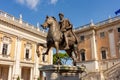Statue of Marcus Aurelius on Capitoline Hill in Rome, Italy Royalty Free Stock Photo