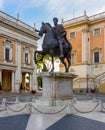 Statue of Marcus Aurelius on Capitoline Hill in Rome, Italy Royalty Free Stock Photo